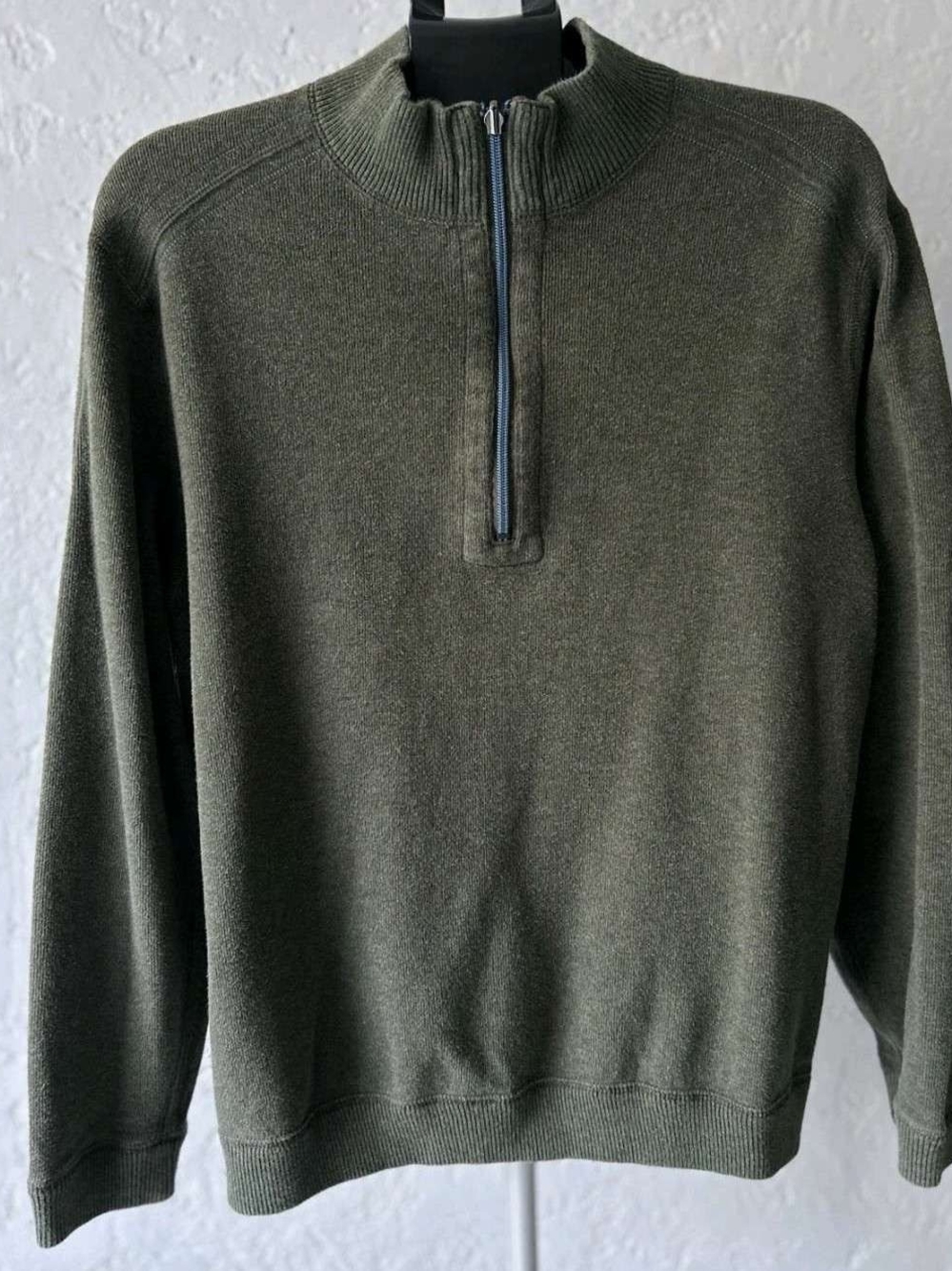 Tommy Bahama Sweater Mens XL Olive Green Quarter Zip Pullover